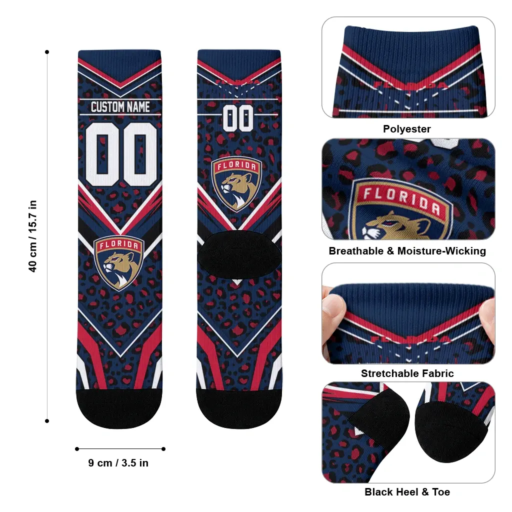Florida Panthers Socks Personalized Leopard Print Red Black High Quality Florida Panthers Socks Personalized Leopard Print Red Black High Quality