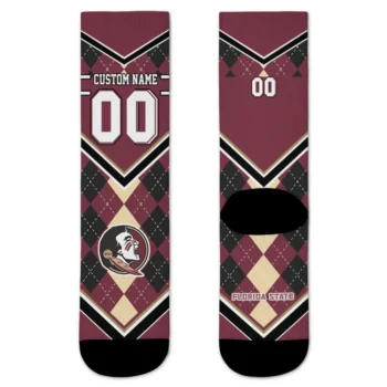Florida State Seminoles Socks Personalized Argyle Pattern Garnet Best Selling