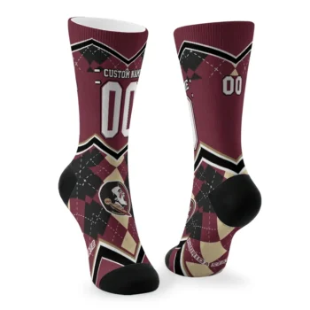 Florida State Seminoles Socks Personalized Argyle Pattern Garnet Fashion Forward