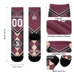 Florida State Seminoles Socks Personalized Argyle Pattern Garnet Best Selling
