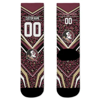 Florida State Seminoles Socks Personalized Leopard Print Garnet Black Best Selling