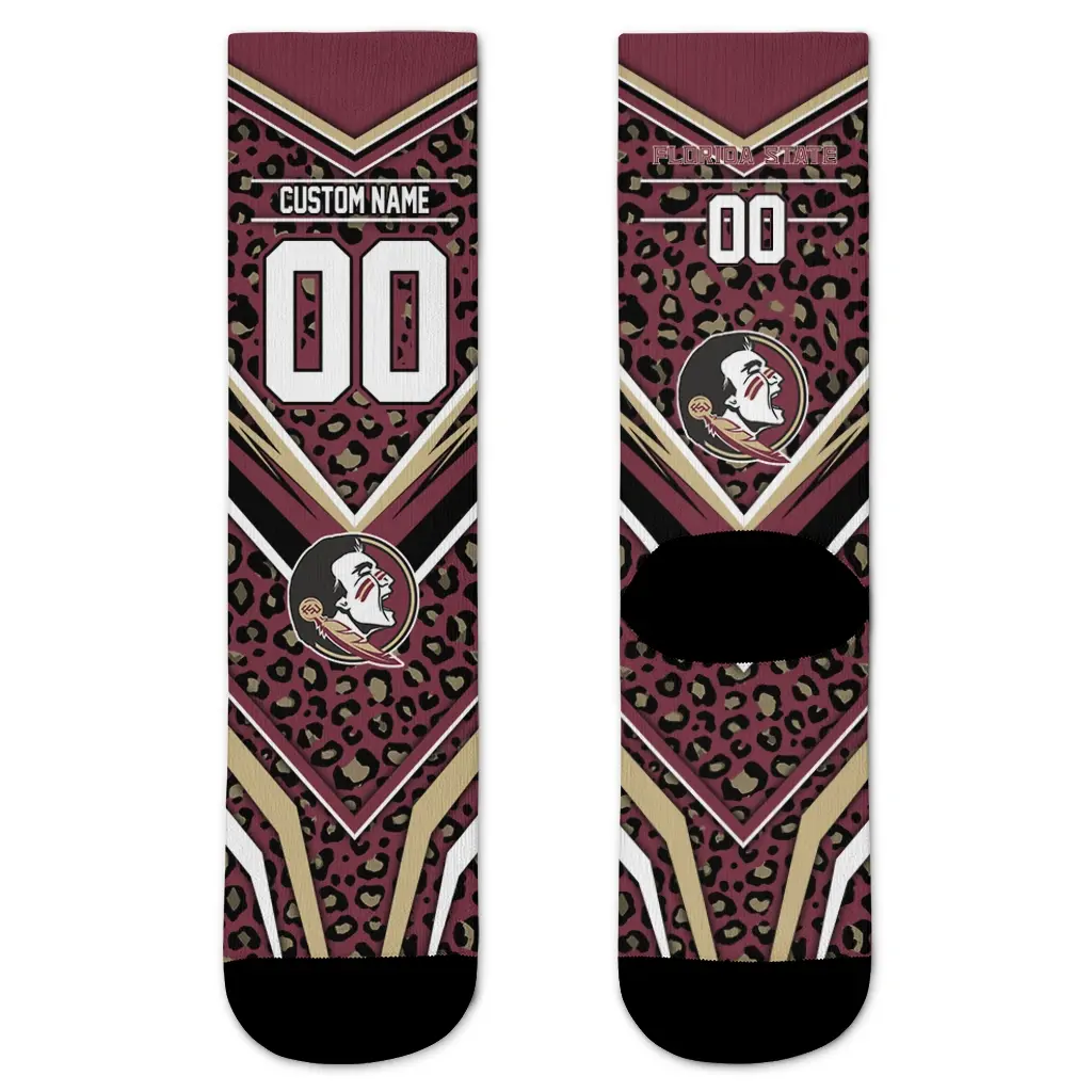 Florida State Seminoles Socks Personalized Leopard Print Garnet Black Best Selling Florida State Seminoles Socks Personalized Leopard Print Garnet Black Best Selling