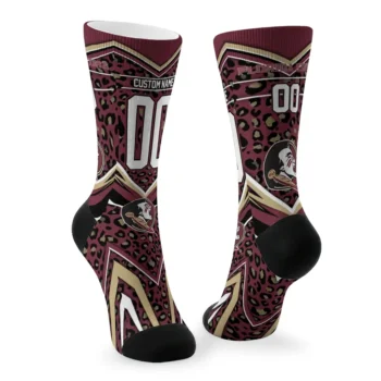Florida State Seminoles Socks Personalized Leopard Print Garnet Black Fashion Forward
