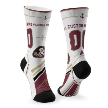 Florida State Seminoles Socks Personalized Nautical Icons Garnet White Fashion Forward