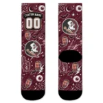 Florida State Seminoles Socks Personalized Scattered Icons Garnet Best Selling