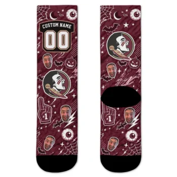 Florida State Seminoles Socks Personalized Scattered Icons Garnet Best Selling