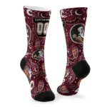 Florida State Seminoles Socks Personalized Scattered Icons Garnet Best Selling