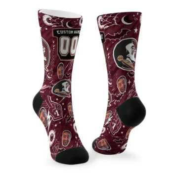Florida State Seminoles Socks Personalized Scattered Icons Garnet Fashion Forward