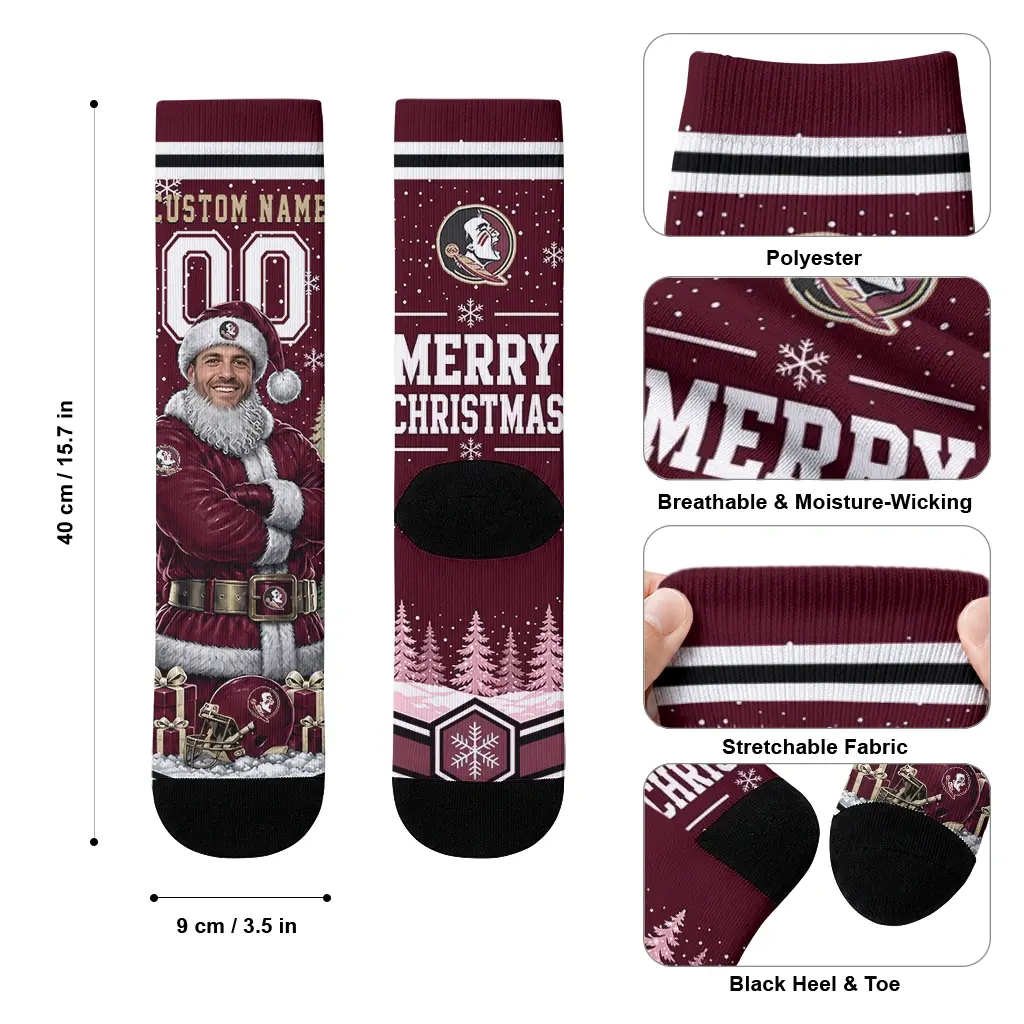 Florida State Seminoles Socks Personalized Snowy Scene Garnet White High Quality Florida State Seminoles Socks Personalized Snowy Scene Garnet White High Quality