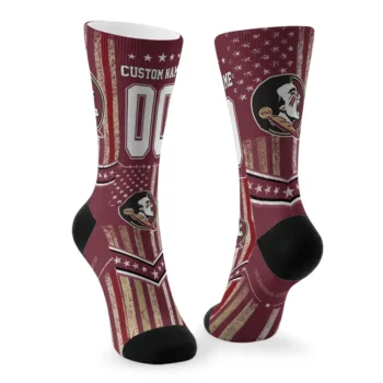 Florida State Seminoles Socks Personalized Star Stripes Garnet White Fashion Forward