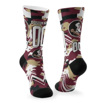 Florida State Seminoles Socks Personalized Woodland Camo Garnet Fashion Forward