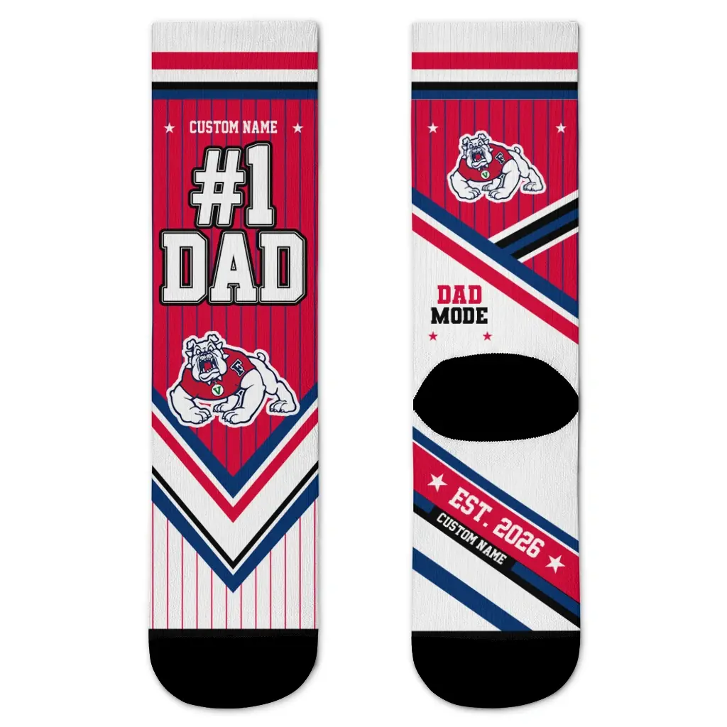 Fresno State Bulldogs Socks Customized Pinstripe Chevron Red White Best Selling Fresno State Bulldogs Socks Customized Pinstripe Chevron Red White Best Selling