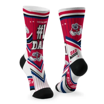 Fresno State Bulldogs Socks Customized Pinstripe Chevron Red White Fashion Forward