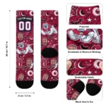 Fresno State Bulldogs Socks Customized Scattered Icons Red Best Selling