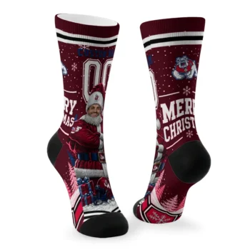 Fresno State Bulldogs Socks Customized Snowy Scene Red White Fashion Forward