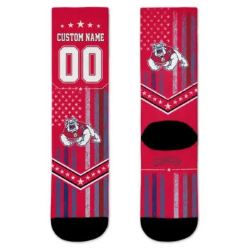 Fresno State Bulldogs Socks Customized Star Stripes Red White Best Selling