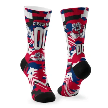 Fresno State Bulldogs Socks Customized Woodland Camo Red Fashion Forward