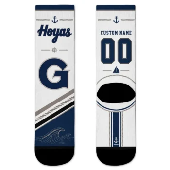 Georgetown Hoyas Socks Personalized Nautical Icons Blue White Best Selling