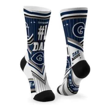 Georgetown Hoyas Socks Personalized Pinstripe Chevron Blue White Fashion Forward