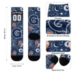 Georgetown Hoyas Socks Personalized Scattered Icons Blue Best Selling