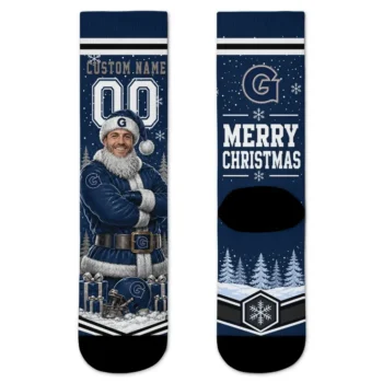 Georgetown Hoyas Socks Personalized Snowy Scene Blue White Best Selling