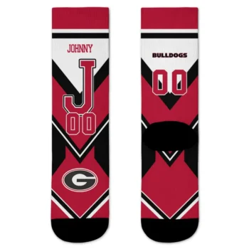 Georgia Bulldogs Socks Custom Arrow Blocks Red Best Selling