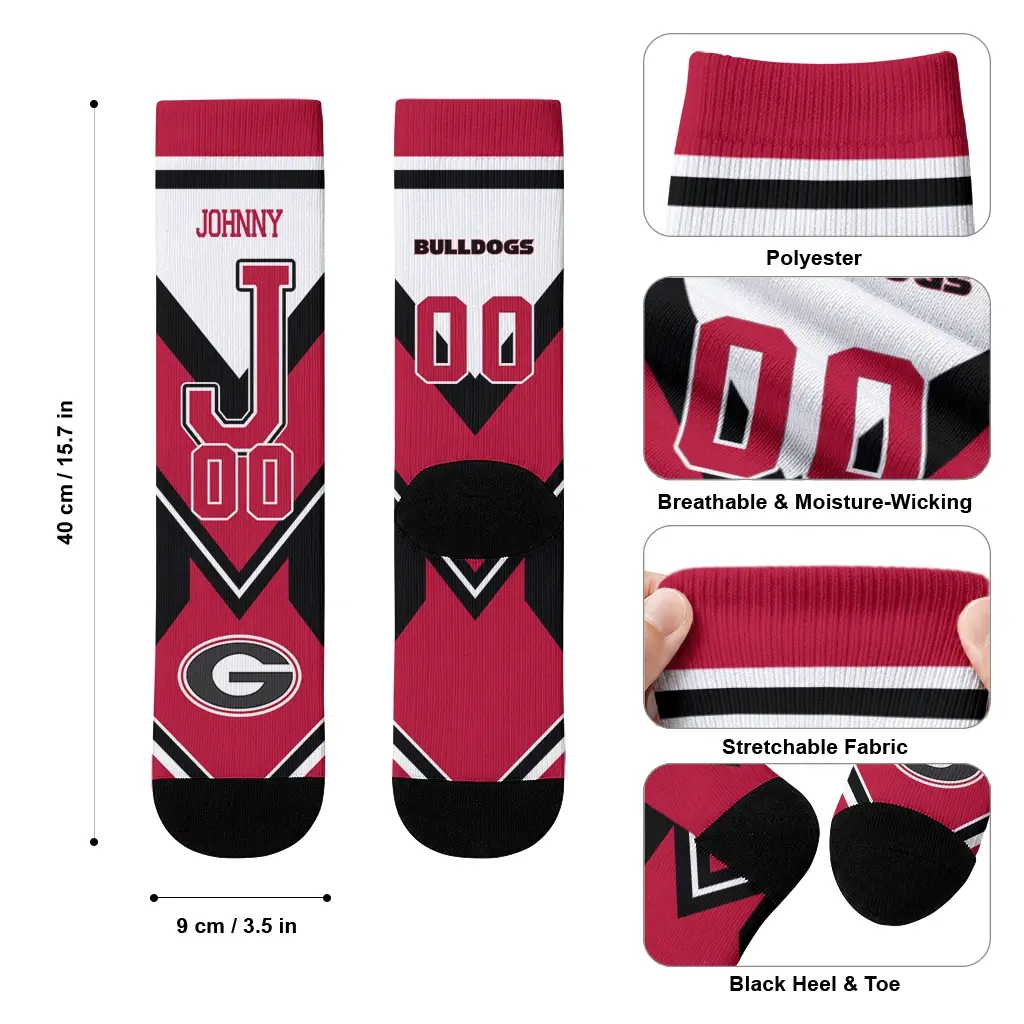 Georgia Bulldogs Socks Custom Arrow Blocks Red High Quality Georgia Bulldogs Socks Custom Arrow Blocks Red High Quality