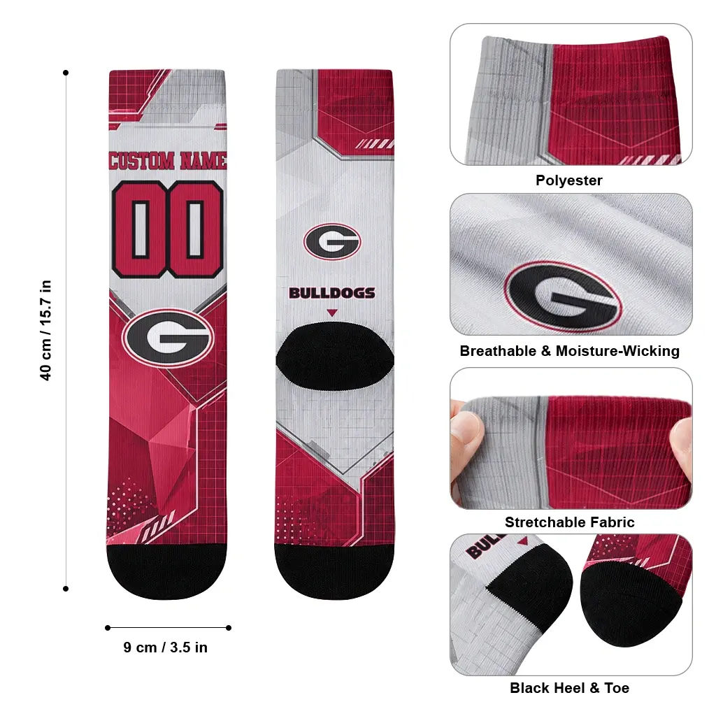Georgia Bulldogs Socks Custom Geometric Tech Red High Quality Georgia Bulldogs Socks Custom Geometric Tech Red High Quality