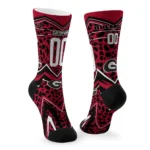 Georgia Bulldogs Socks Custom Leopard Print Red Black Best Selling