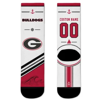 Georgia Bulldogs Socks Custom Nautical Icons Red White Best Selling