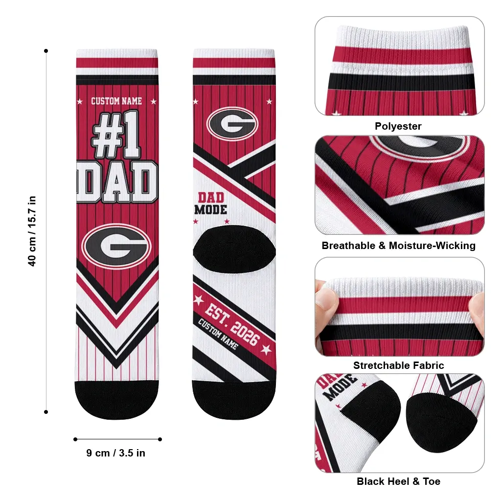 Georgia Bulldogs Socks Custom Pinstripe Chevron Red White High Quality Georgia Bulldogs Socks Custom Pinstripe Chevron Red White High Quality