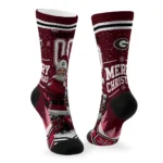 Georgia Bulldogs Socks Custom Snowy Scene Red White Best Selling