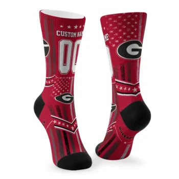 Georgia Bulldogs Socks Custom Star Stripes Red White Fashion Forward