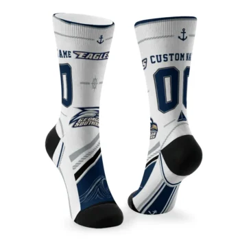 Georgia Southern Eagles Socks Customized Nautical Icons Blue White Fashion Forward