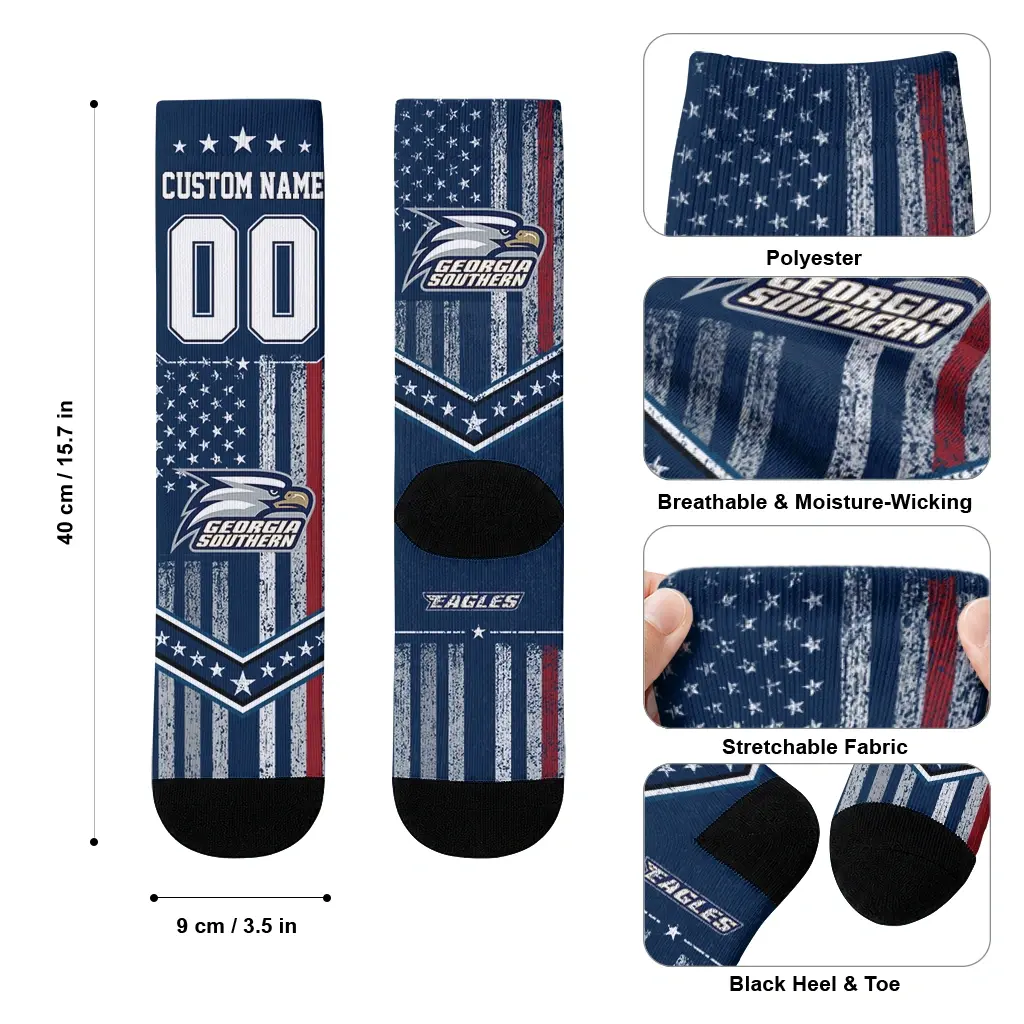 Georgia Southern Eagles Socks Customized Star Stripes Blue White High Quality Georgia Southern Eagles Socks Customized Star Stripes Blue White High Quality