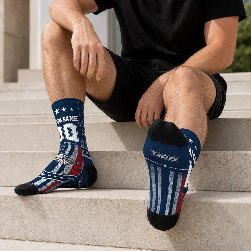 Georgia Southern Eagles Socks Customized Star Stripes Blue White Latest Model Georgia Southern Eagles Socks Customized Star Stripes Blue White Latest Model