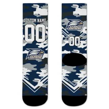 Georgia Southern Eagles Socks Customized Woodland Camo Blue Best Selling