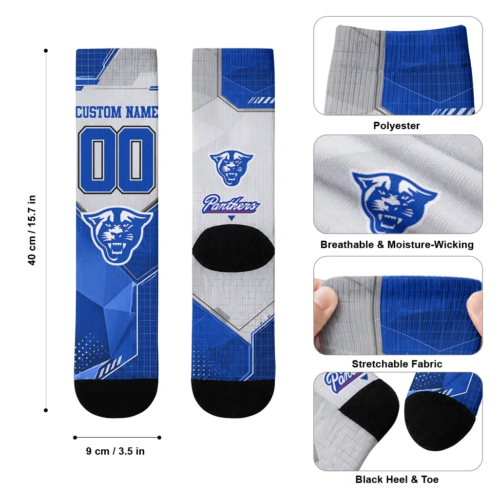 Georgia State Panthers Socks Personalized Geometric Tech Blue High Quality Georgia State Panthers Socks Personalized Geometric Tech Blue High Quality