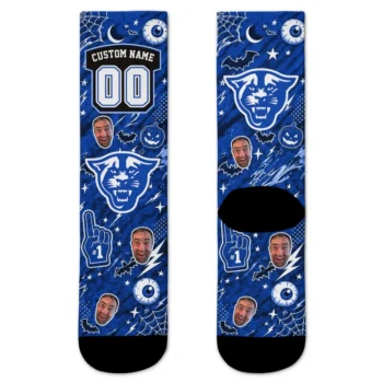 Georgia State Panthers Socks Personalized Scattered Icons Blue Best Selling