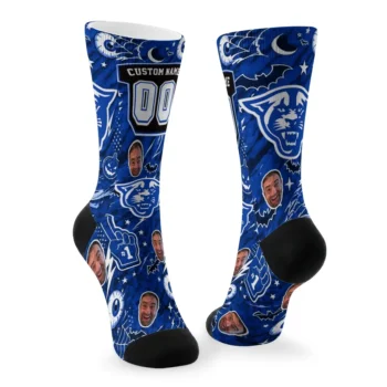 Georgia State Panthers Socks Personalized Scattered Icons Blue Fashion Forward