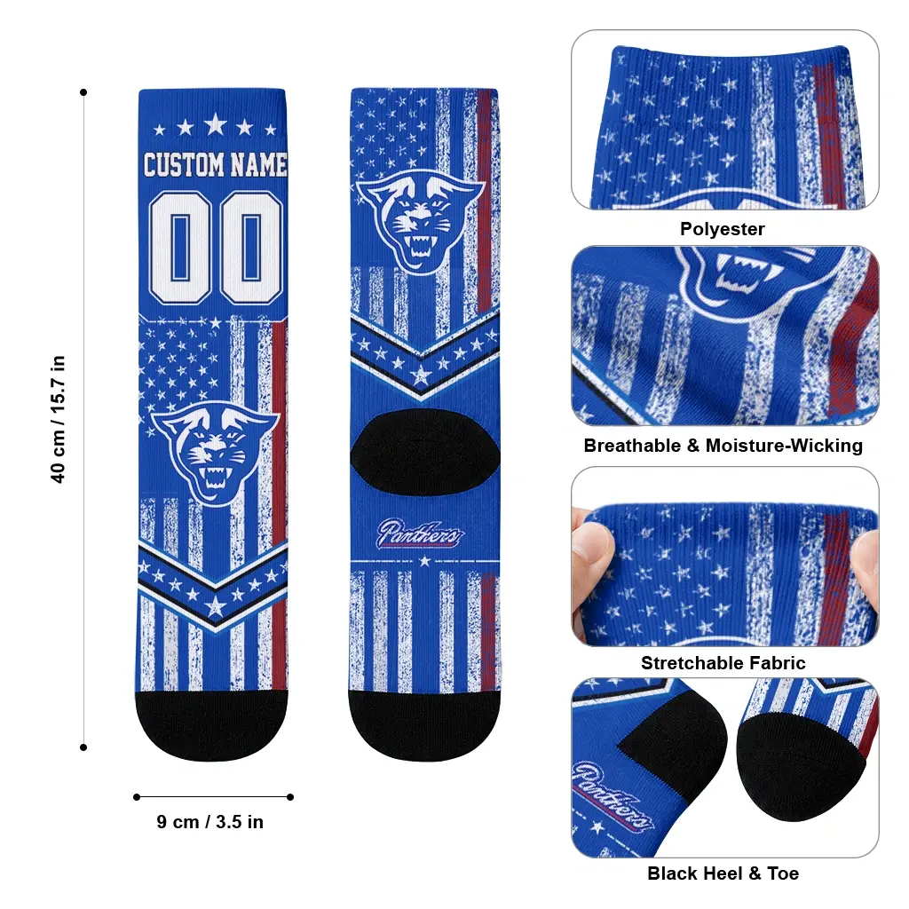 Georgia State Panthers Socks Personalized Star Stripes Blue White High Quality Georgia State Panthers Socks Personalized Star Stripes Blue White High Quality