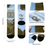 Georgia Tech Yellow Jackets Socks Customized Geometric Tech Gold Best Selling