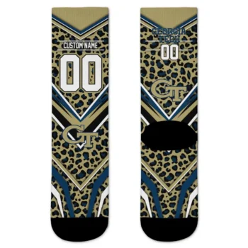 Georgia Tech Yellow Jackets Socks Customized Leopard Print Gold Black Best Selling