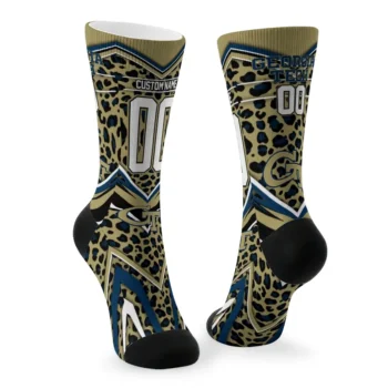 Georgia Tech Yellow Jackets Socks Customized Leopard Print Gold Black Fashion Forward