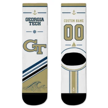 Georgia Tech Yellow Jackets Socks Customized Nautical Icons Gold White Best Selling