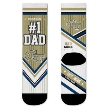 Georgia Tech Yellow Jackets Socks Customized Pinstripe Chevron Gold White Best Selling