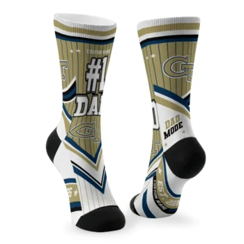 Georgia Tech Yellow Jackets Socks Customized Pinstripe Chevron Gold White Fashion Forward