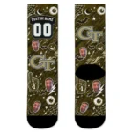 Georgia Tech Yellow Jackets Socks Customized Scattered Icons Gold Best Selling