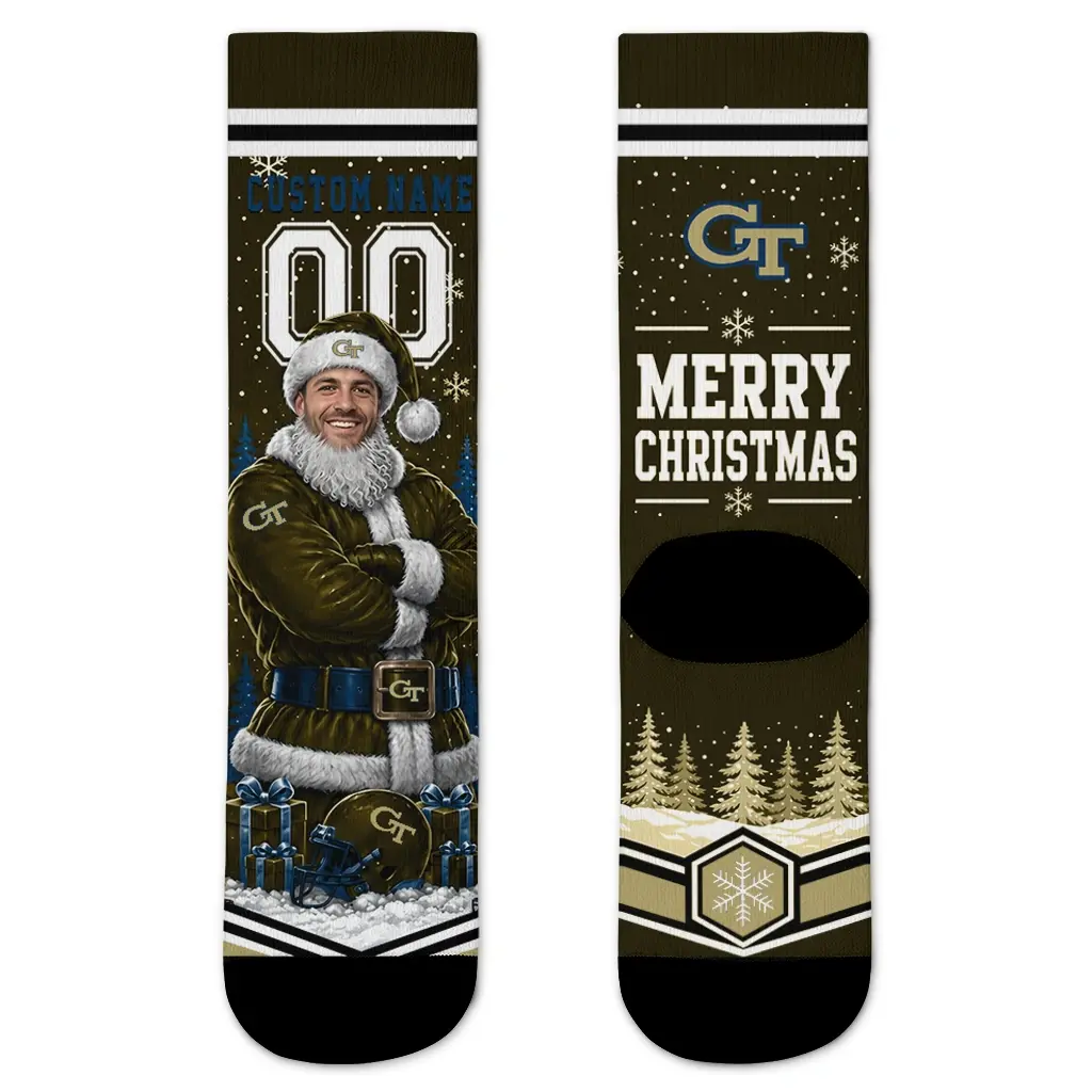 Georgia Tech Yellow Jackets Socks Customized Snowy Scene Gold White Best Selling Georgia Tech Yellow Jackets Socks Customized Snowy Scene Gold White Best Selling