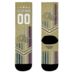 Georgia Tech Yellow Jackets Socks Customized Star Stripes Gold White Best Selling